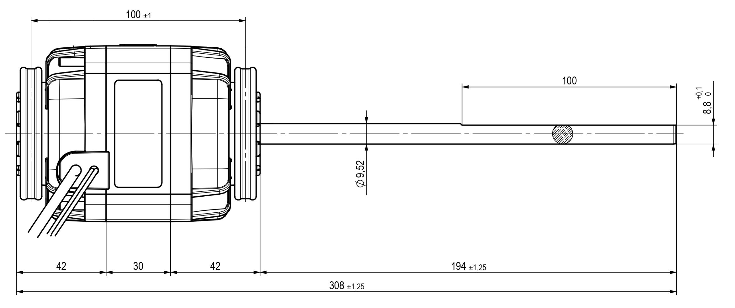 Motor Elco 1BT27-30-1V NA 86-100 wts 1 ejes (9,52 mm)