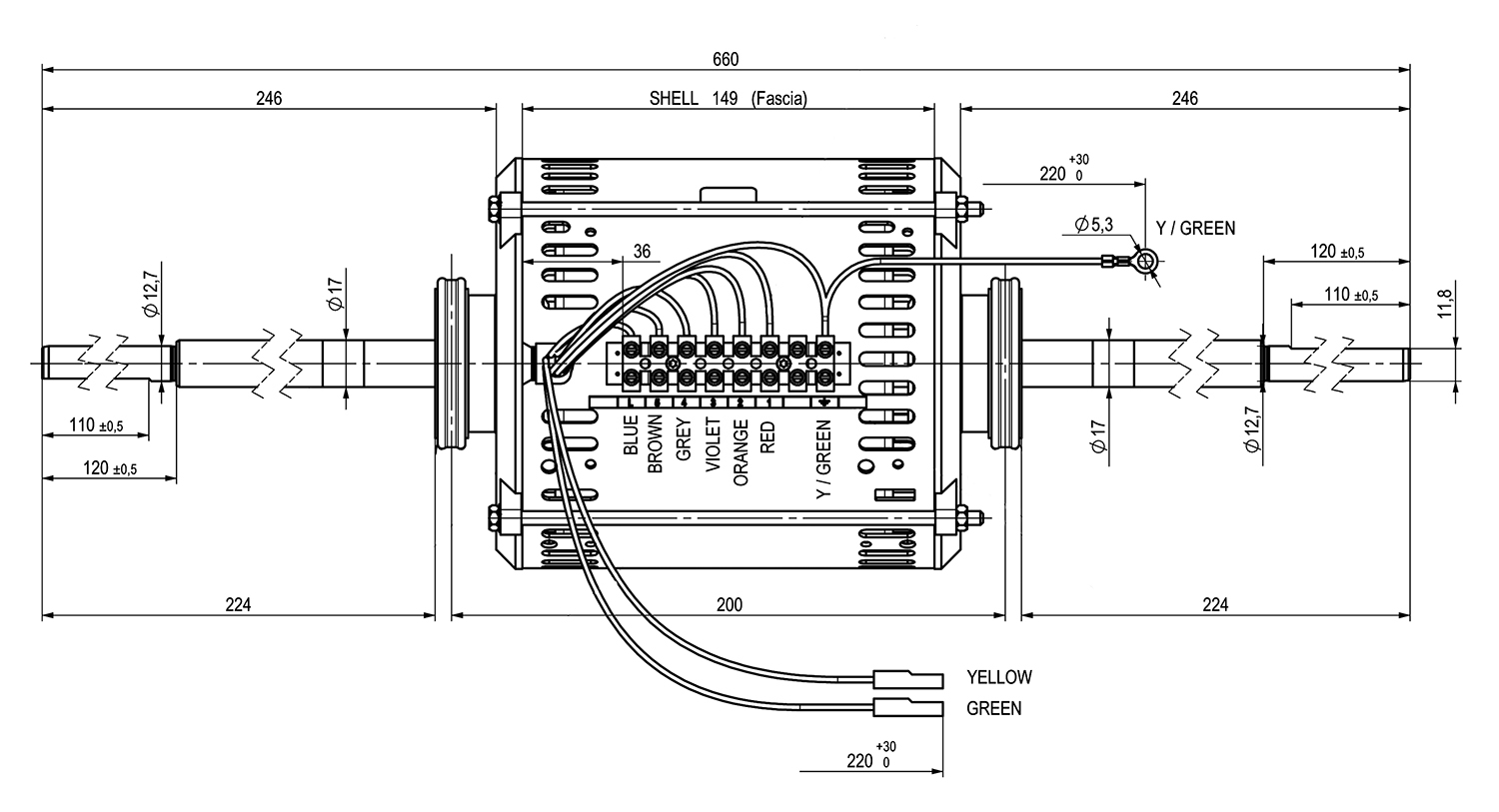Motor  Elco 2 ejes 1HO 555-69-5V NA
